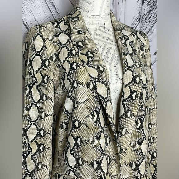 Zara Snakeskin Print Long Blazer Open Front Size S - Picture 4 of 8
